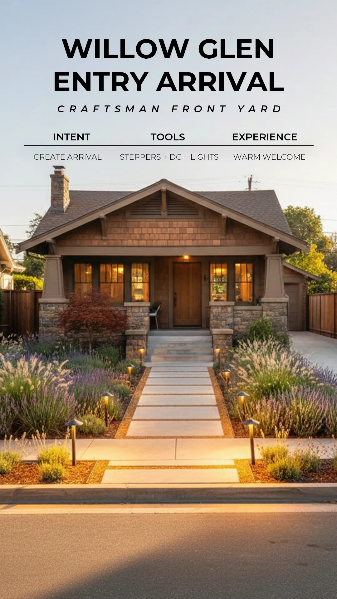 Case Study title frame for a Willow Glen entry landscape