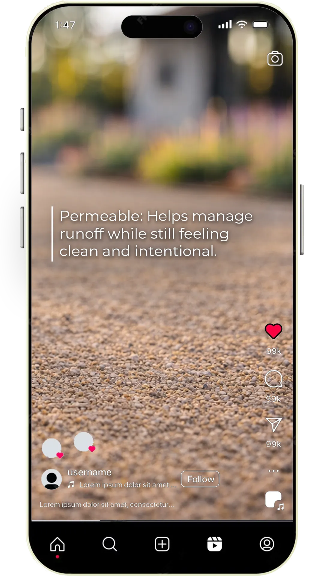 Hardscapes information frame presented in a social media interface